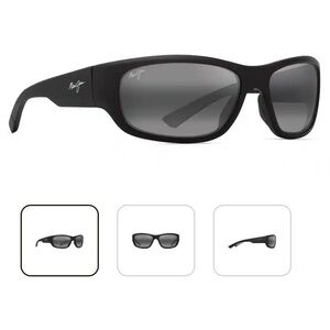 Maui Jim Matte Ma’ukele Black Wrap Sunglasses MJ-208-02